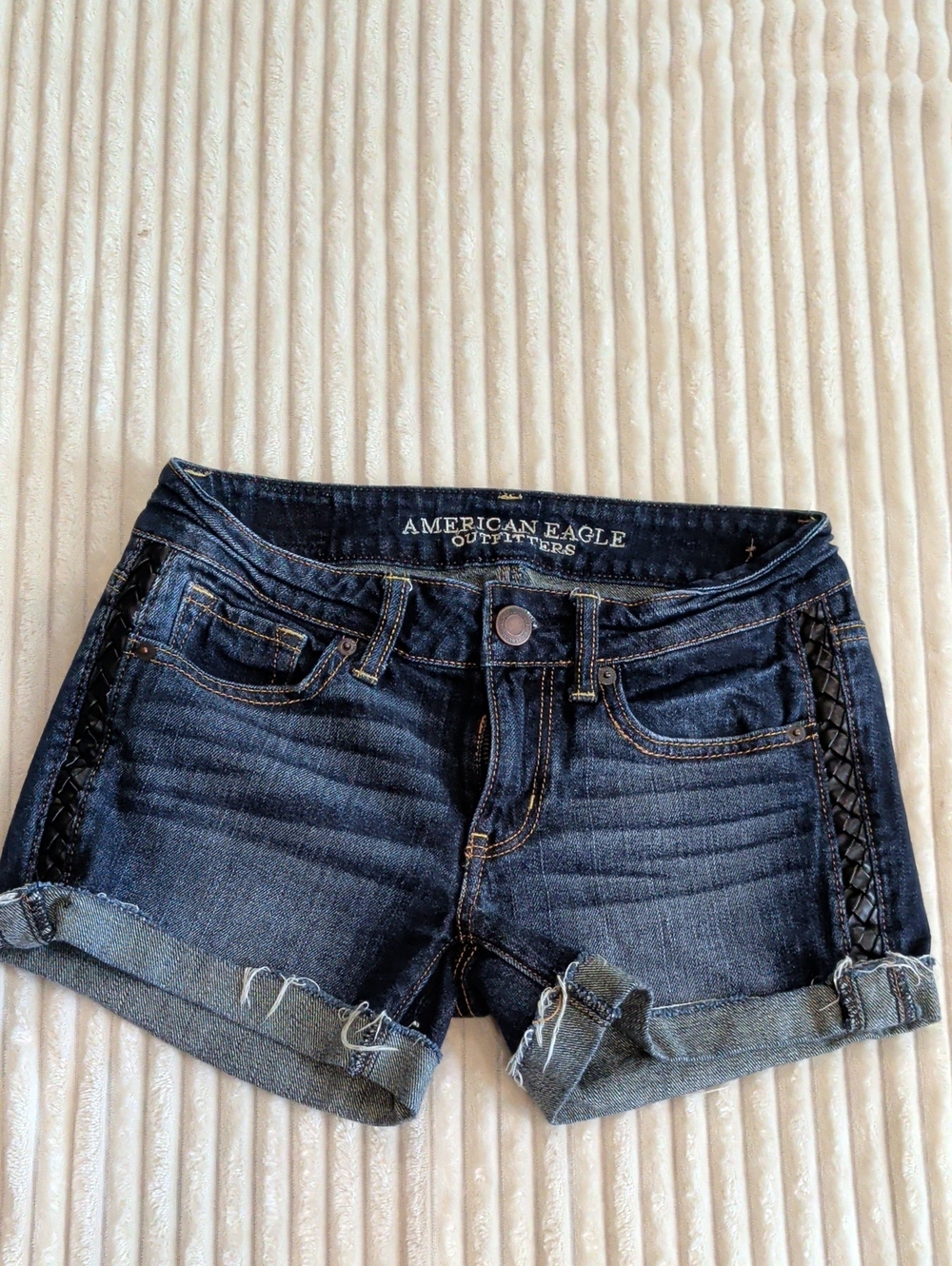 American Eagle Outfitters Denim Shorts with Braided Trim Size 2